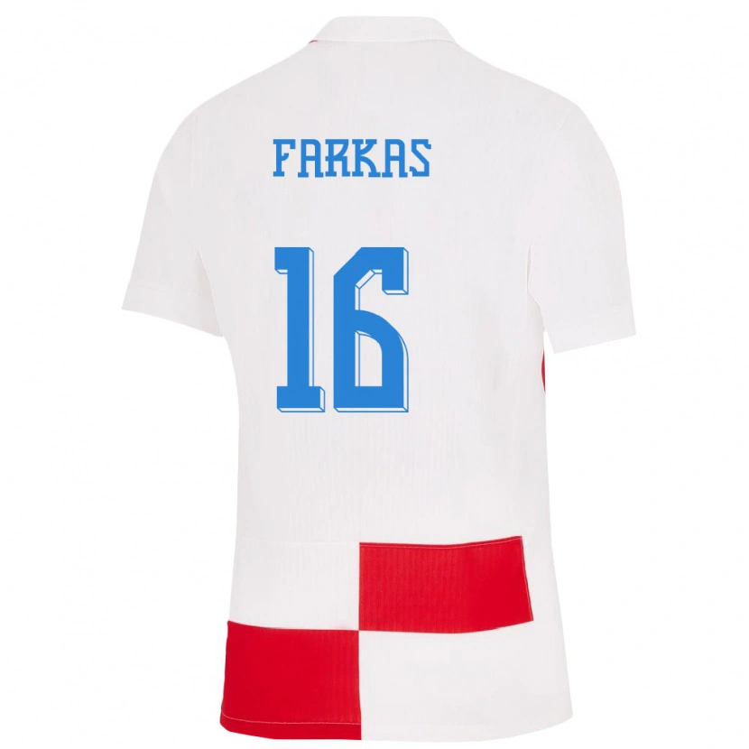 Danxen Kinder Kroatien Niko Farkas #16 Weiß Rot Heimtrikot Trikot 24-26 T-Shirt Schweiz