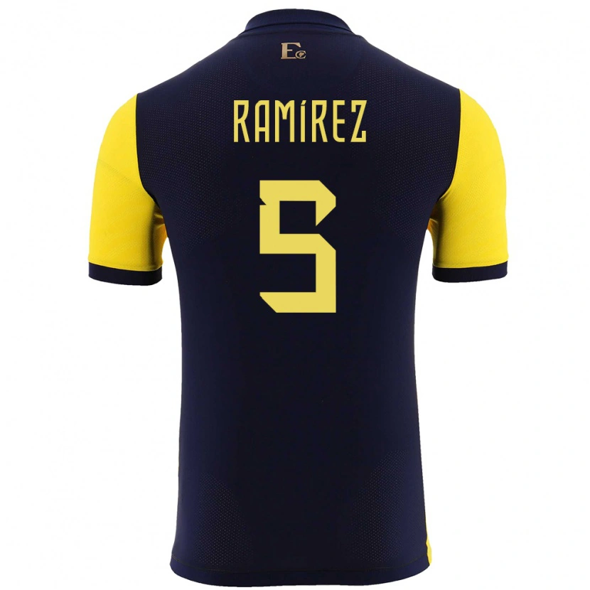 Danxen Kinder Ecuador Cristian Ramírez #5 Gelb Heimtrikot Trikot 24-26 T-Shirt Schweiz
