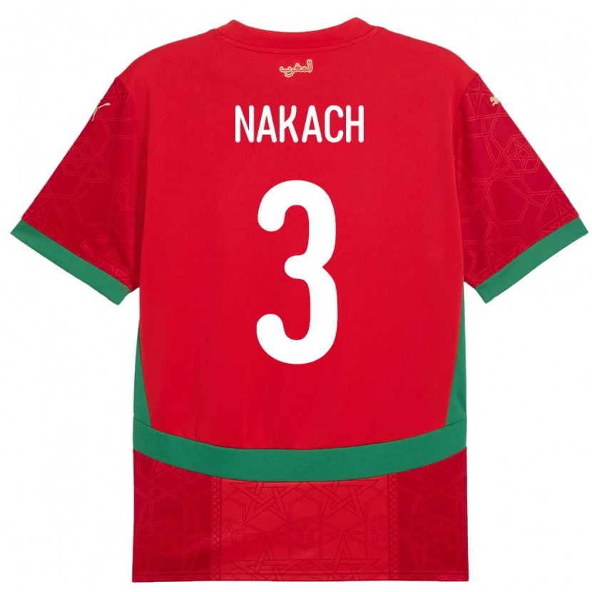 Danxen Kinder Marokko Akram Nakach #3 Rot Heimtrikot Trikot 24-26 T-Shirt Schweiz