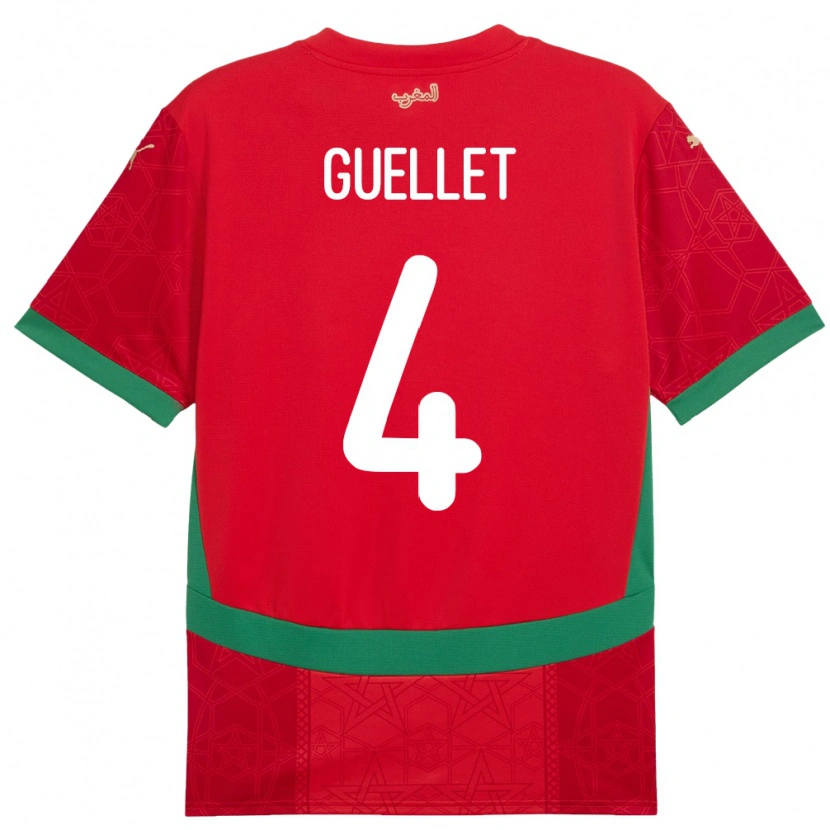 Danxen Kinder Marokko Shadi Guellet #4 Rot Heimtrikot Trikot 24-26 T-Shirt Schweiz