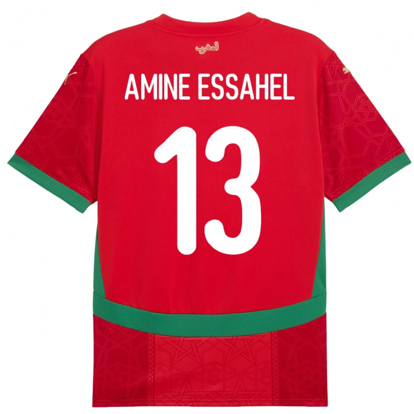 Danxen Kinder Marokko Mohamed Amine Essahel #13 Rot Heimtrikot Trikot 24-26 T-Shirt Schweiz
