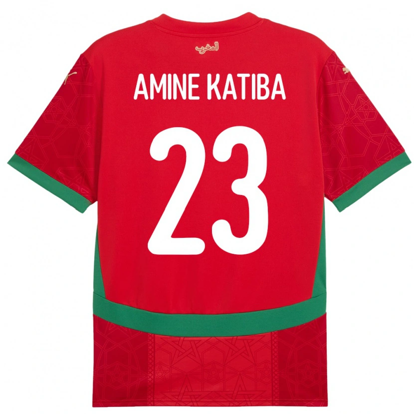 Danxen Kinder Marokko Mohamed Amine Katiba #23 Rot Heimtrikot Trikot 24-26 T-Shirt Schweiz