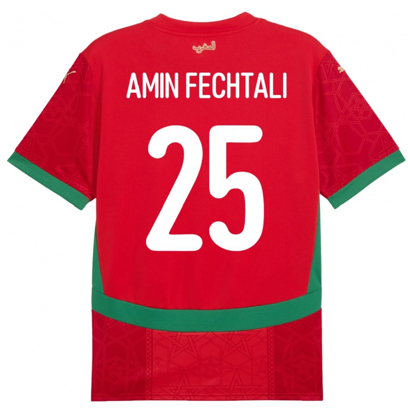 Danxen Kinder Marokko Oualid Amin Fechtali #25 Rot Heimtrikot Trikot 24-26 T-Shirt Schweiz