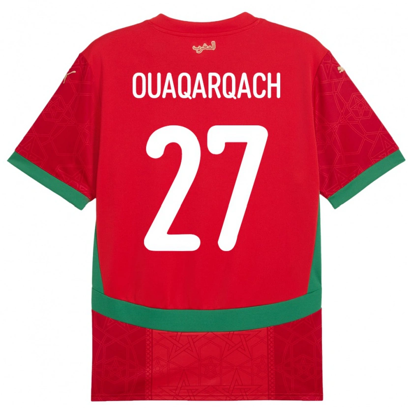 Danxen Kinder Marokko Abdelkader Ouaqarqach #27 Rot Heimtrikot Trikot 24-26 T-Shirt Schweiz