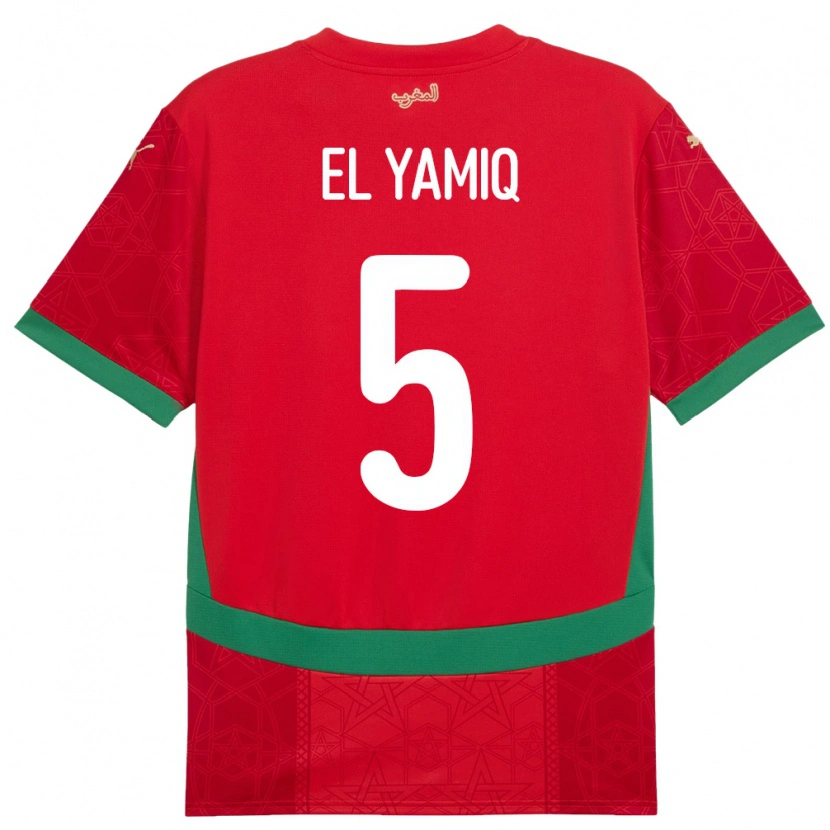Danxen Kinder Marokko Jawad El Yamiq #5 Rot Heimtrikot Trikot 24-26 T-Shirt Schweiz
