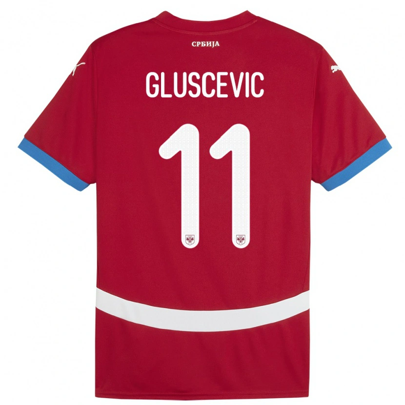 Danxen Kinder Serbien Matija Gluscevic #11 Rot Heimtrikot Trikot 24-26 T-Shirt Schweiz