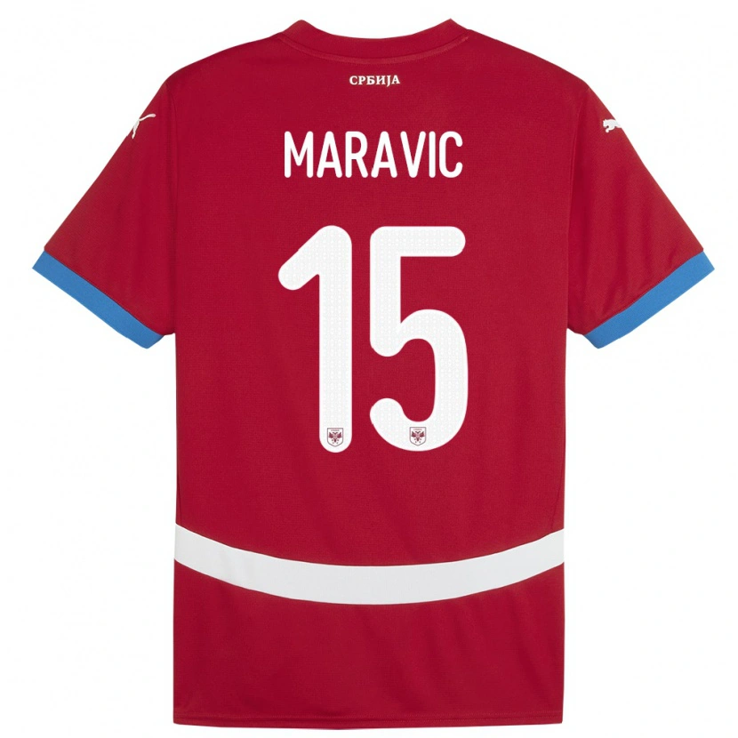 Danxen Kinder Serbien Mateo Maravic #15 Rot Heimtrikot Trikot 24-26 T-Shirt Schweiz