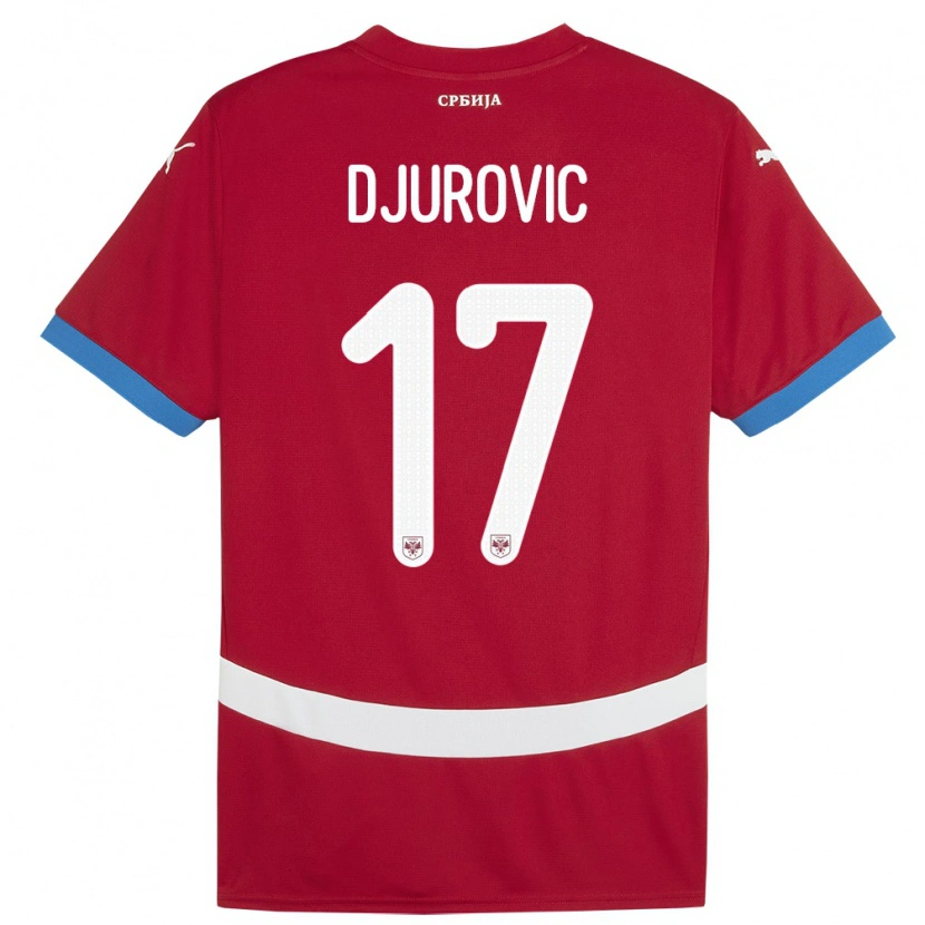 Danxen Kinder Serbien Stefan Djurovic #17 Rot Heimtrikot Trikot 24-26 T-Shirt Schweiz