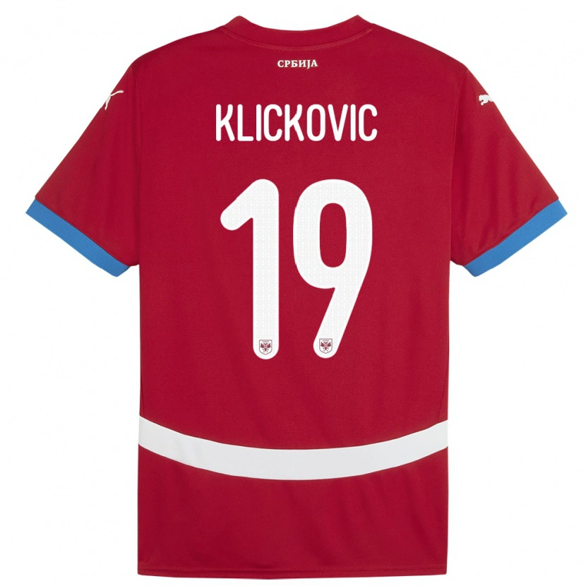 Danxen Kinder Serbien Maksim Klickovic #19 Rot Heimtrikot Trikot 24-26 T-Shirt Schweiz