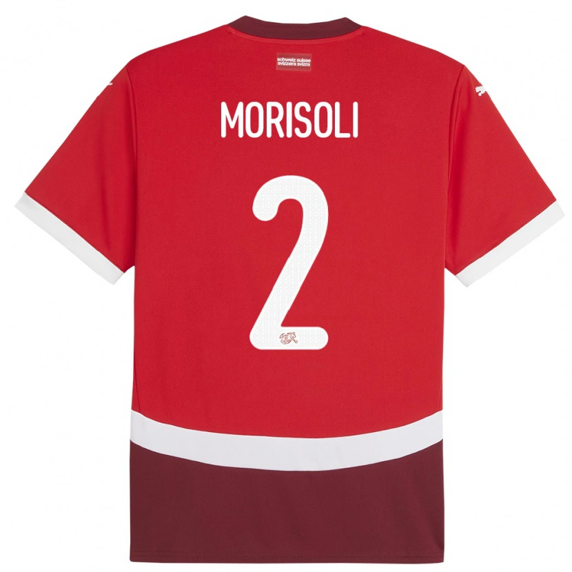 Danxen Kinder Schweiz Gabriel Morisoli #2 Rot Heimtrikot Trikot 24-26 T-Shirt Schweiz