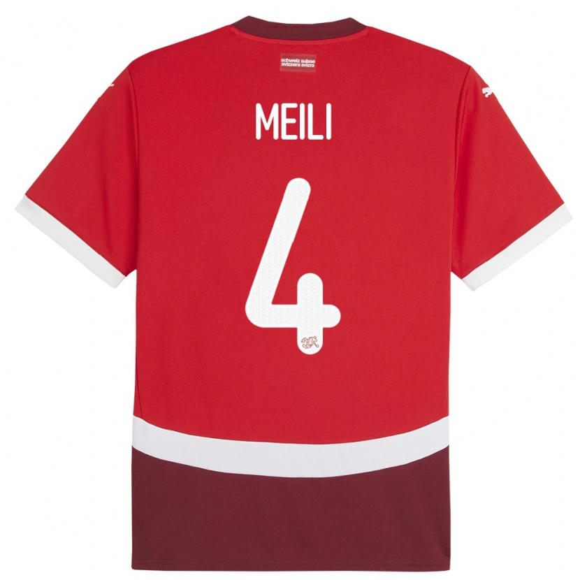 Danxen Kinder Schweiz Ezequiel Meili #4 Rot Heimtrikot Trikot 24-26 T-Shirt Schweiz
