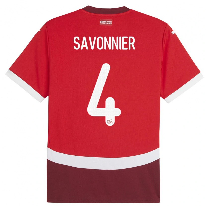 Danxen Kinder Schweiz Nelson Savonnier #4 Rot Heimtrikot Trikot 24-26 T-Shirt Schweiz
