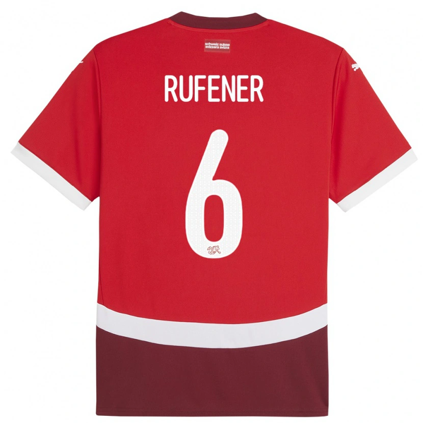 Danxen Kinder Schweiz Elio Rufener #6 Rot Heimtrikot Trikot 24-26 T-Shirt Schweiz