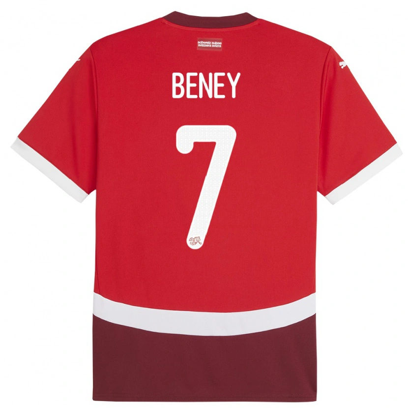 Danxen Kinder Schweiz Roméo Beney #7 Rot Heimtrikot Trikot 24-26 T-Shirt Schweiz
