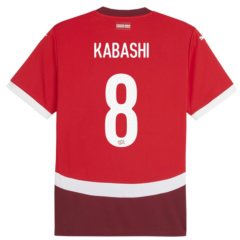 Danxen Kinder Schweiz Leart Kabashi #8 Rot Heimtrikot Trikot 24-26 T-Shirt Schweiz