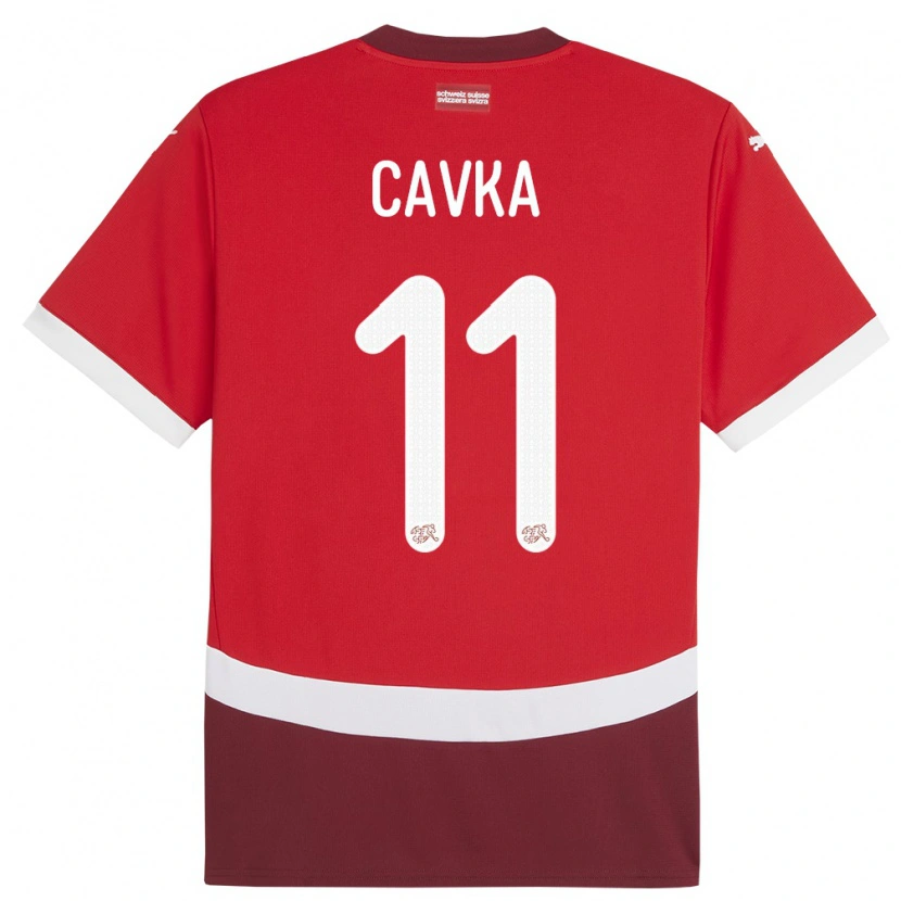 Danxen Kinder Schweiz Niko Cavka #11 Rot Heimtrikot Trikot 24-26 T-Shirt Schweiz