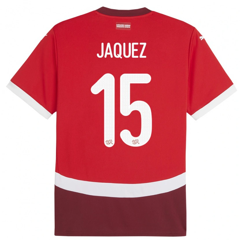 Danxen Kinder Schweiz Luca Jaquez #15 Rot Heimtrikot Trikot 24-26 T-Shirt Schweiz
