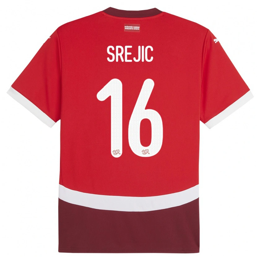 Danxen Kinder Schweiz Boris Srejic #16 Rot Heimtrikot Trikot 24-26 T-Shirt Schweiz