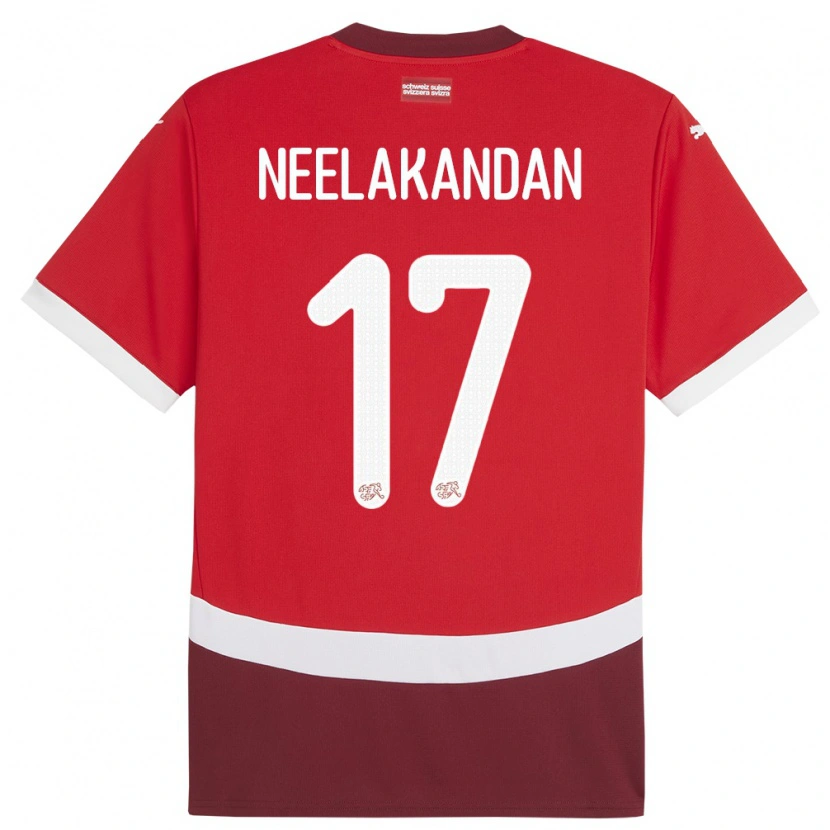 Danxen Kinder Schweiz Ranjan Neelakandan #17 Rot Heimtrikot Trikot 24-26 T-Shirt Schweiz
