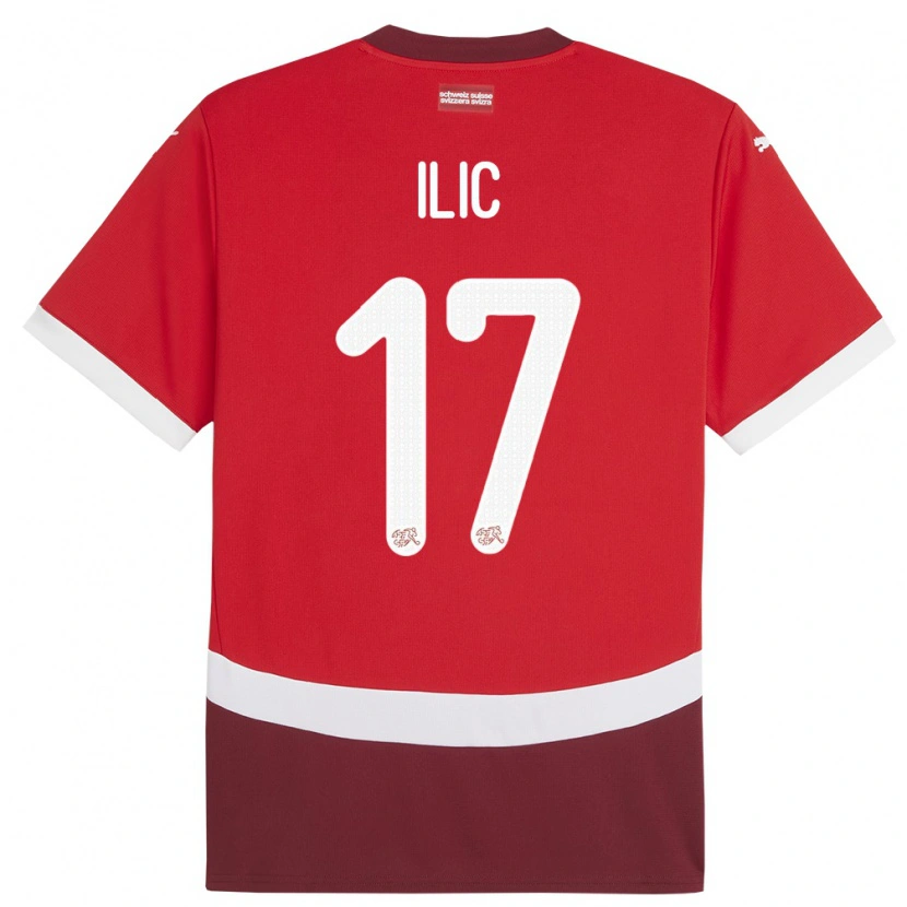 Danxen Kinder Schweiz Adam Ilic #17 Rot Heimtrikot Trikot 24-26 T-Shirt Schweiz