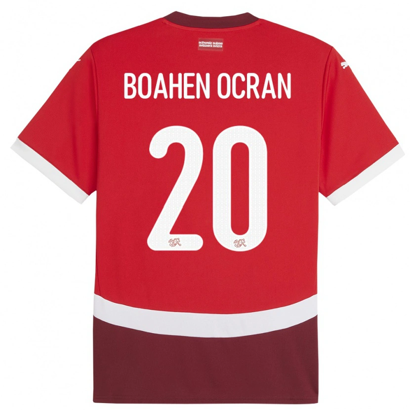 Danxen Kinder Schweiz Bright Boahen Ocran #20 Rot Heimtrikot Trikot 24-26 T-Shirt Schweiz