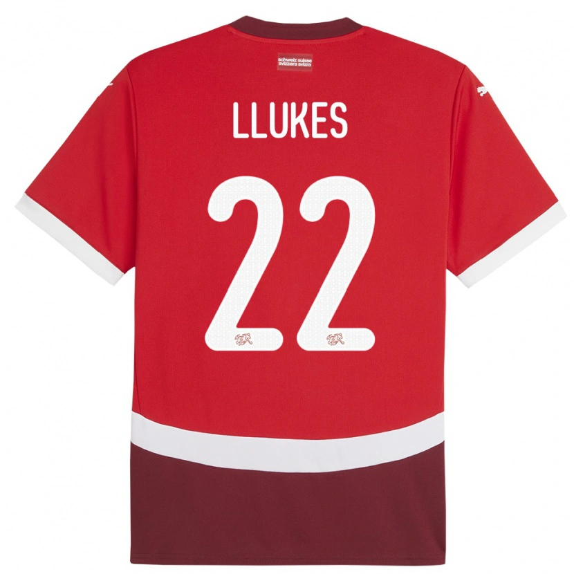 Danxen Kinder Schweiz Adrien Llukes #22 Rot Heimtrikot Trikot 24-26 T-Shirt Schweiz