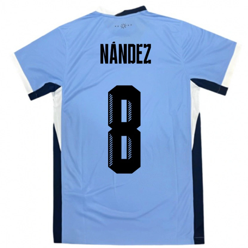Danxen Kinder Uruguay Nahitan Nández #8 Weiß Schwarz Heimtrikot Trikot 24-26 T-Shirt Schweiz