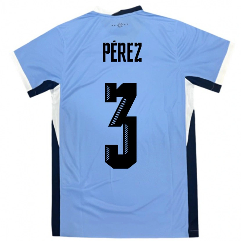 Danxen Kinder Uruguay Nicolás Pérez #3 Weiß Schwarz Heimtrikot Trikot 24-26 T-Shirt Schweiz