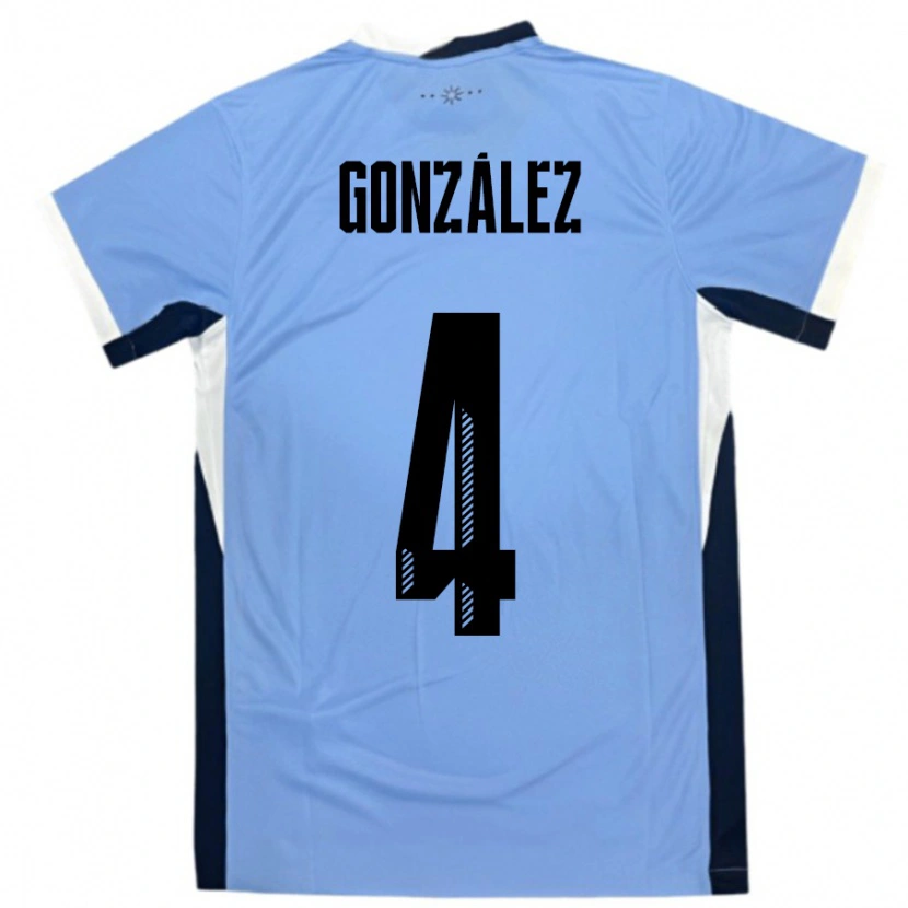 Danxen Kinder Uruguay Facundo González #4 Weiß Schwarz Heimtrikot Trikot 24-26 T-Shirt Schweiz