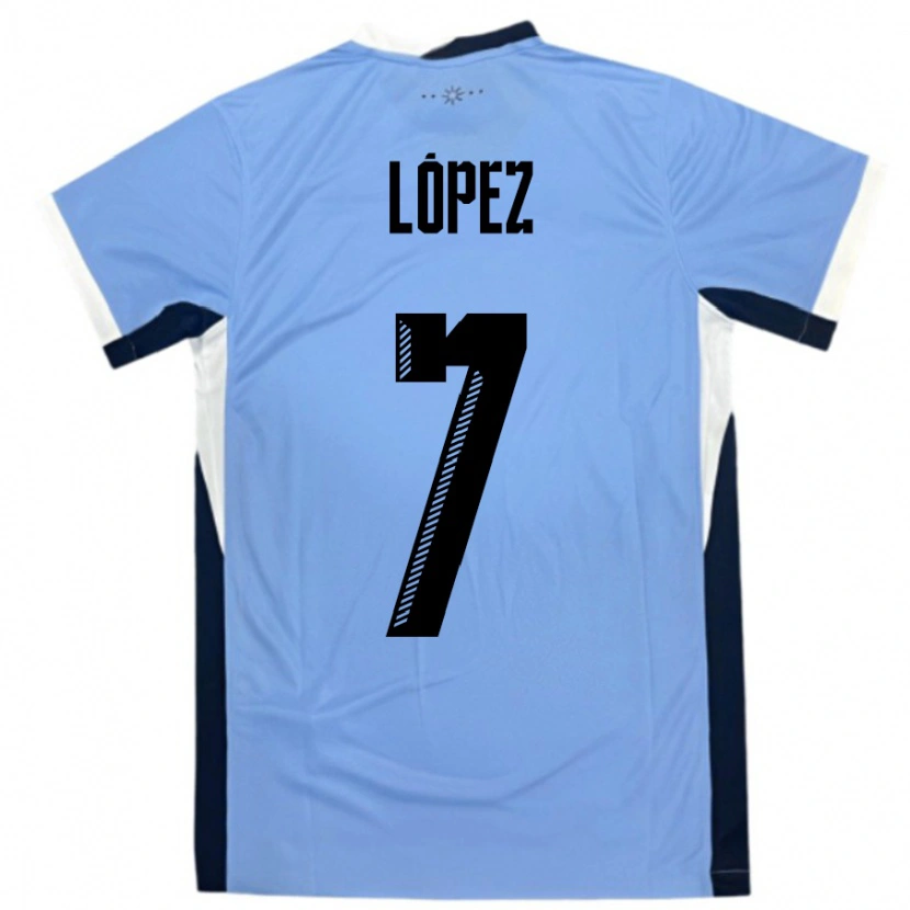 Danxen Kinder Uruguay Nahuel López #7 Weiß Schwarz Heimtrikot Trikot 24-26 T-Shirt Schweiz