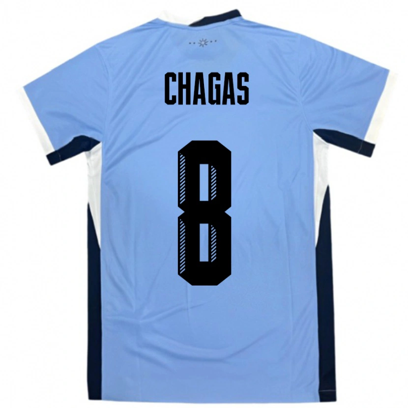 Danxen Kinder Uruguay Rodrigo Chagas #8 Weiß Schwarz Heimtrikot Trikot 24-26 T-Shirt Schweiz