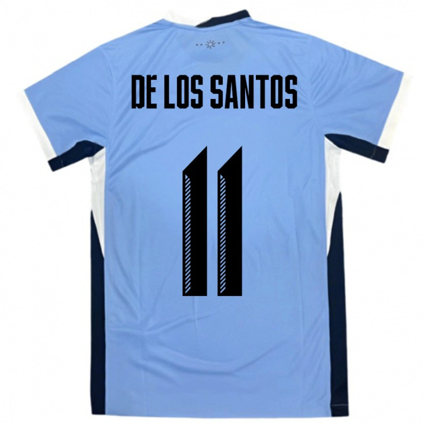 Danxen Kinder Uruguay Juan Cruz De Los Santos #11 Weiß Schwarz Heimtrikot Trikot 24-26 T-Shirt Schweiz