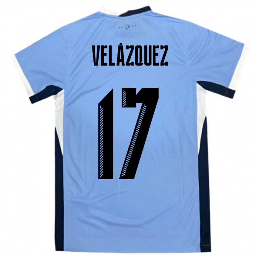 Danxen Kinder Uruguay Ezequiel Velázquez #17 Weiß Schwarz Heimtrikot Trikot 24-26 T-Shirt Schweiz