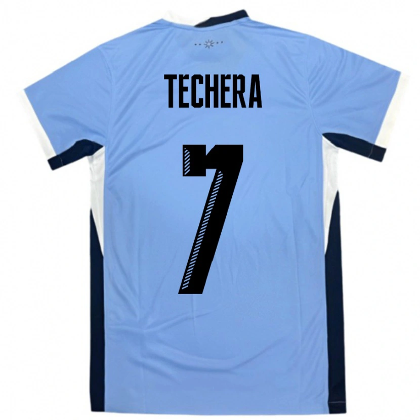 Danxen Kinder Uruguay Facundo Techera #7 Weiß Schwarz Heimtrikot Trikot 24-26 T-Shirt Schweiz