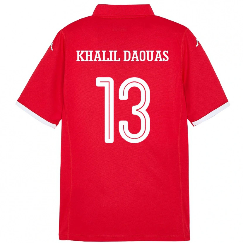 Danxen Kinder Tunesien Mohamed Khalil Daouas #13 Rot Heimtrikot Trikot 24-26 T-Shirt Schweiz