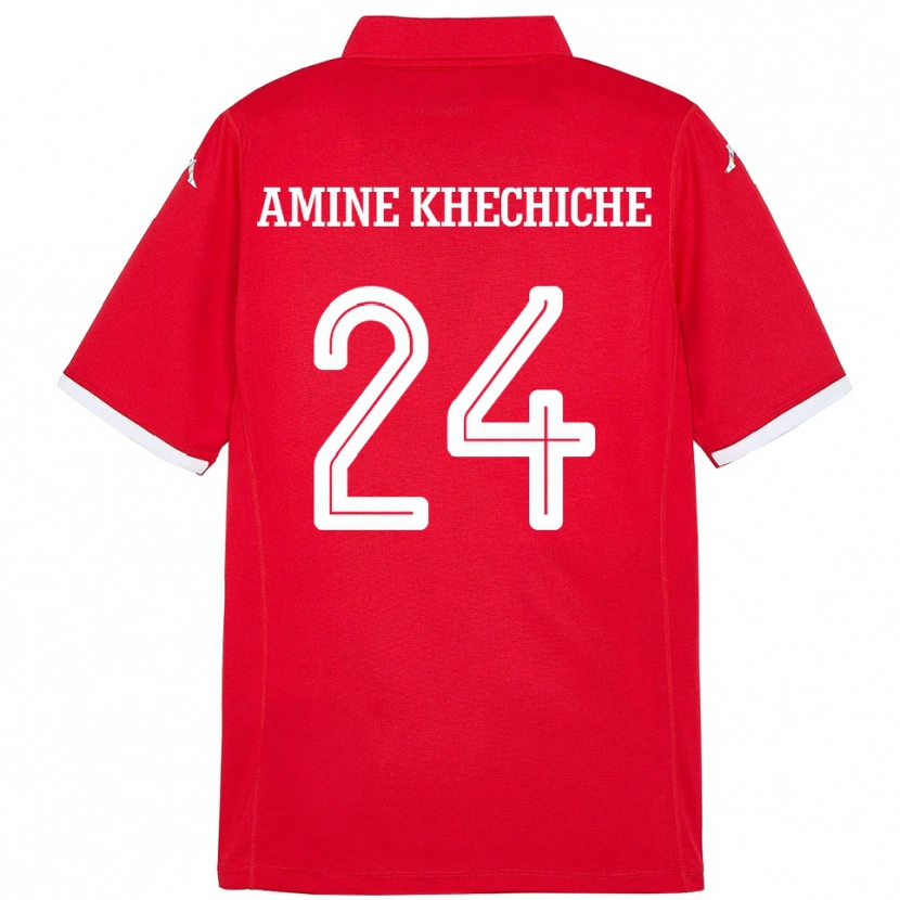 Danxen Kinder Tunesien Mohamed Amine Khechiche #24 Rot Heimtrikot Trikot 24-26 T-Shirt Schweiz