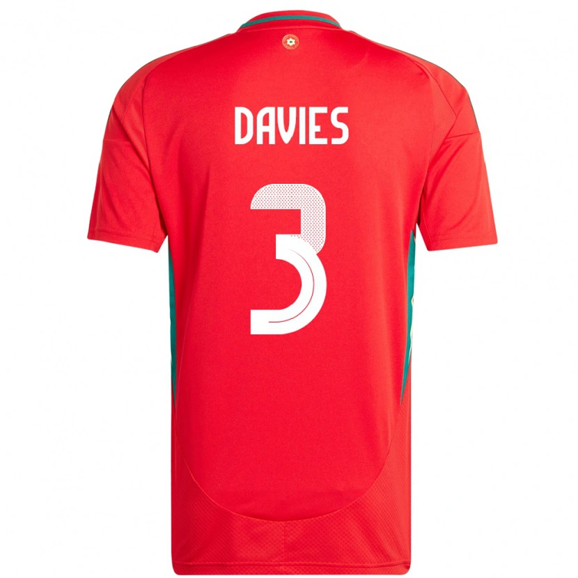 Danxen Kinder Wales Mael Davies #3 Rot Heimtrikot Trikot 24-26 T-Shirt Schweiz