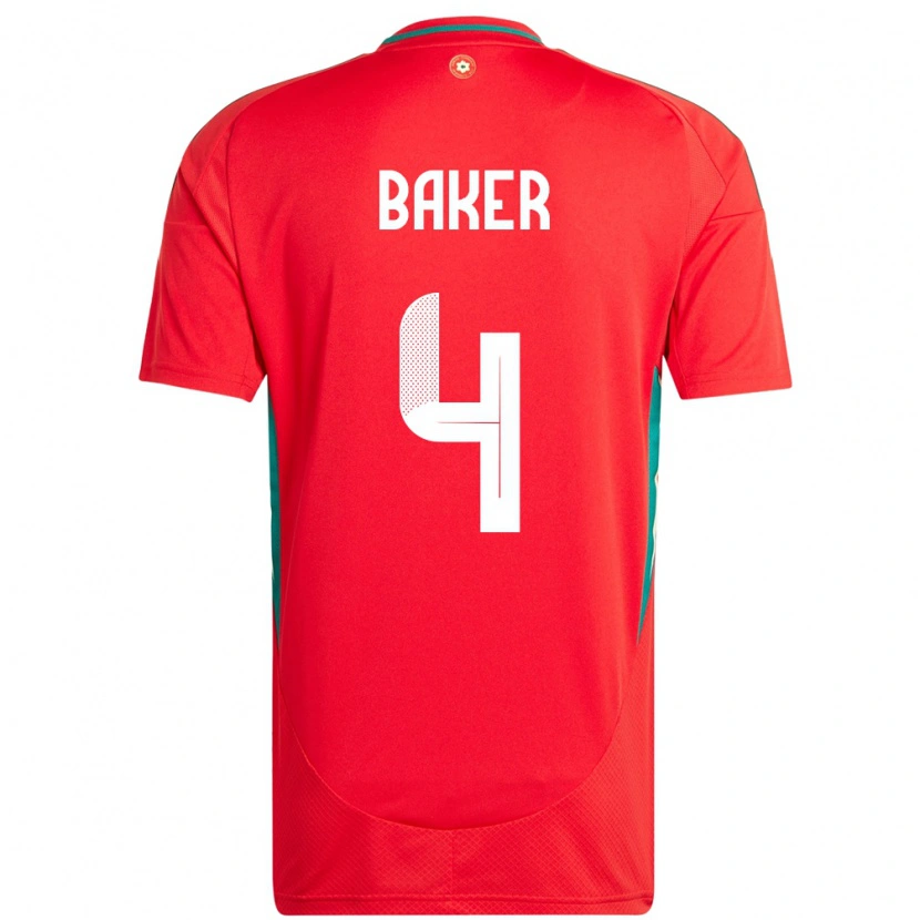 Danxen Kinder Wales Matthew Baker #4 Rot Heimtrikot Trikot 24-26 T-Shirt Schweiz