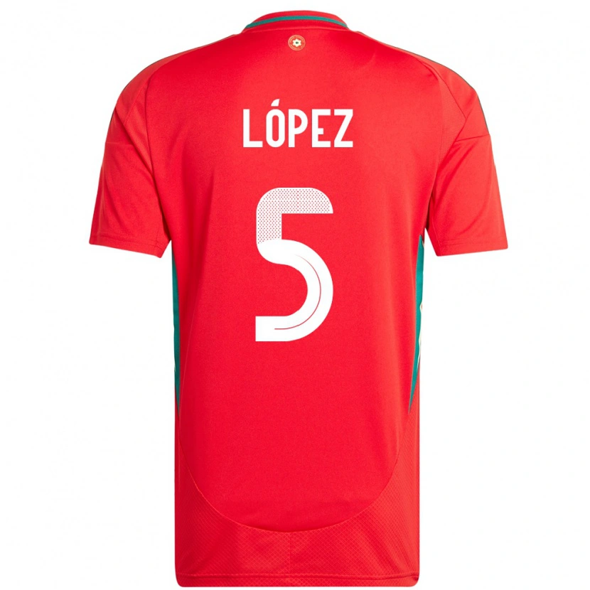 Danxen Kinder Wales Pablo López #5 Rot Heimtrikot Trikot 24-26 T-Shirt Schweiz