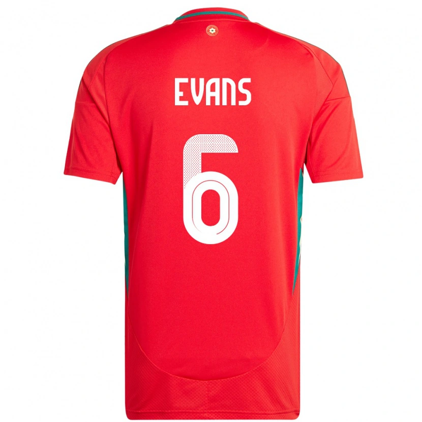 Danxen Kinder Wales Louis Evans #6 Rot Heimtrikot Trikot 24-26 T-Shirt Schweiz