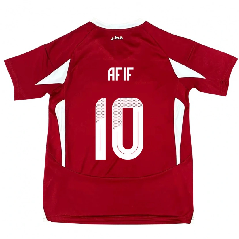 Danxen Kinder Katar Akram Afif #10 Rot Heimtrikot Trikot 24-26 T-Shirt Schweiz