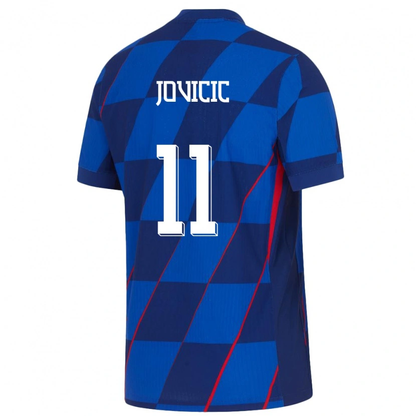 Danxen Kinder Kroatien Milos Jovicic #11 Blau Auswärtstrikot Trikot 24-26 T-Shirt Schweiz