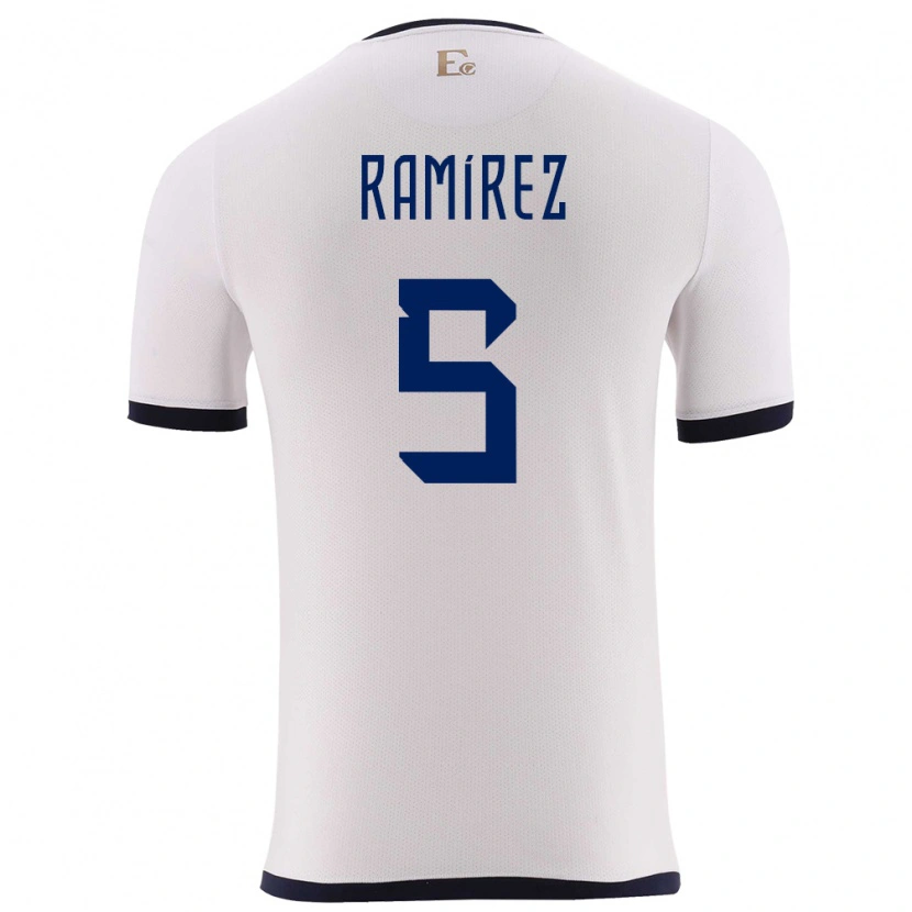 Danxen Kinder Ecuador Cristian Ramírez #5 Weiß Auswärtstrikot Trikot 24-26 T-Shirt Schweiz
