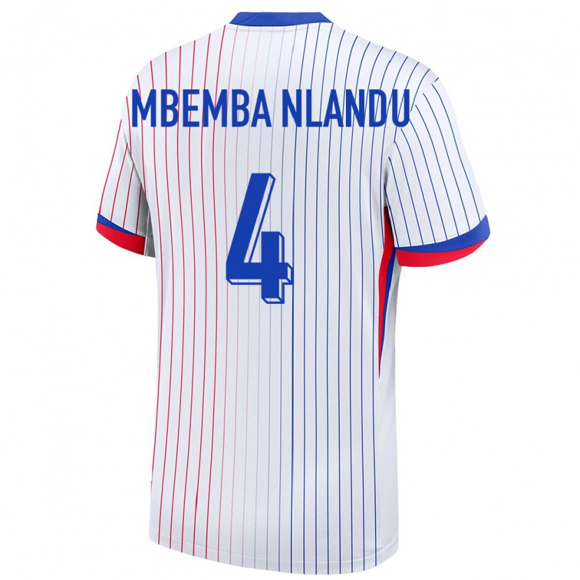 Danxen Kinder Frankreich Emmanuel Mbemba Nlandu #4 Weiß Auswärtstrikot Trikot 24-26 T-Shirt Schweiz