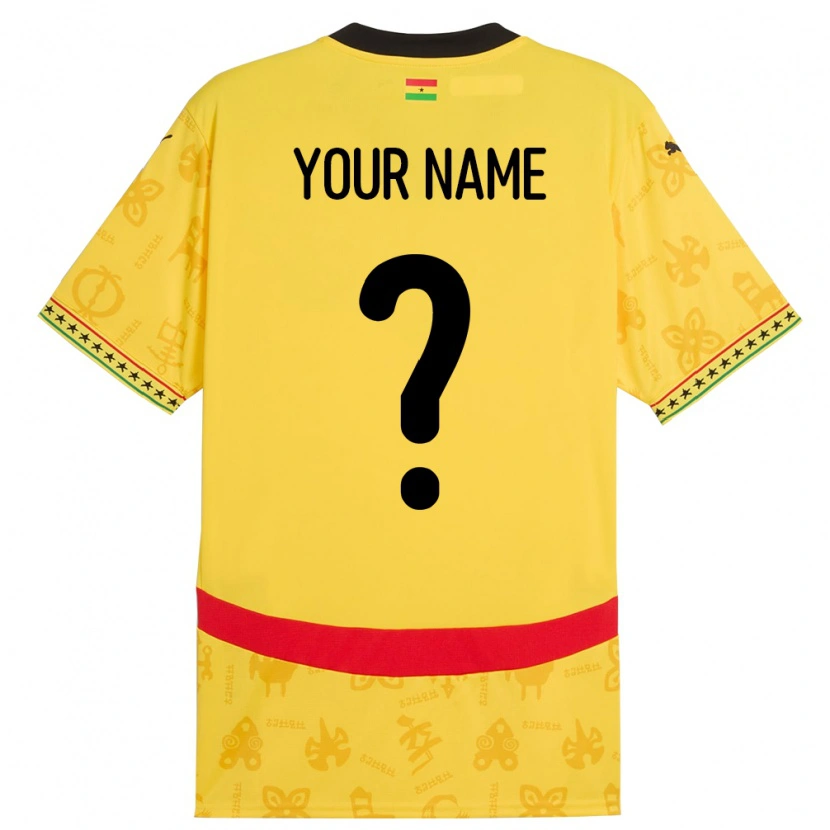 Danxen Kinder Ghana Ihren Namen #0 Gelb Auswärtstrikot Trikot 24-26 T-Shirt Schweiz
