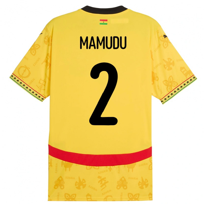 Danxen Kinder Ghana Kamaradini Mamudu #2 Gelb Auswärtstrikot Trikot 24-26 T-Shirt Schweiz