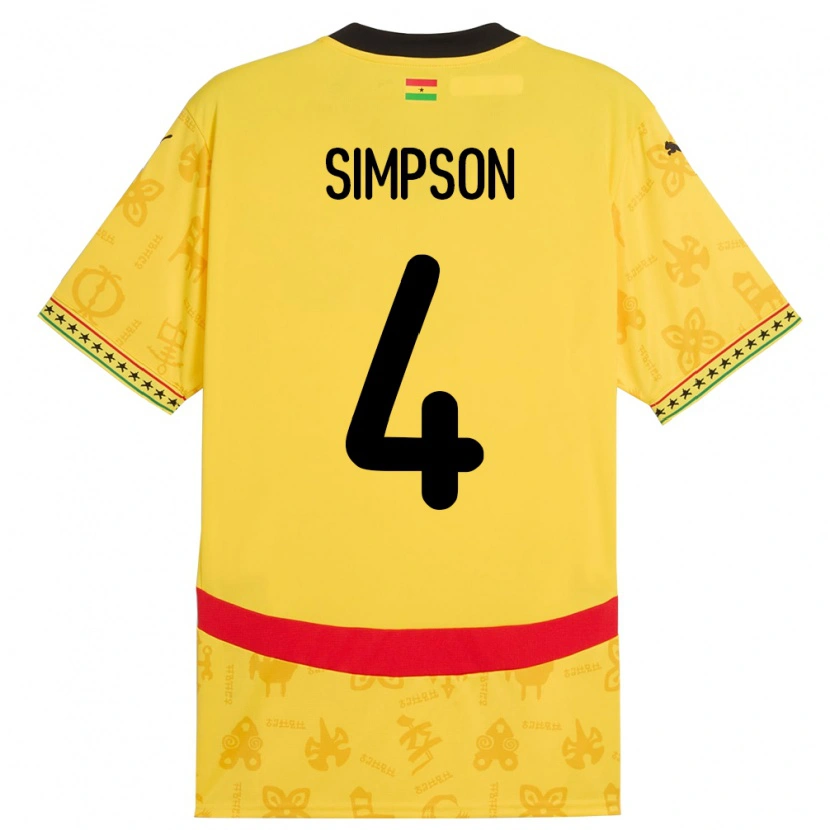 Danxen Kinder Ghana Razak Simpson #4 Gelb Auswärtstrikot Trikot 24-26 T-Shirt Schweiz