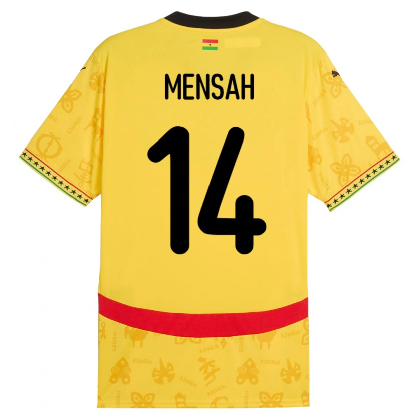 Danxen Kinder Ghana Gideon Mensah #14 Gelb Auswärtstrikot Trikot 24-26 T-Shirt Schweiz