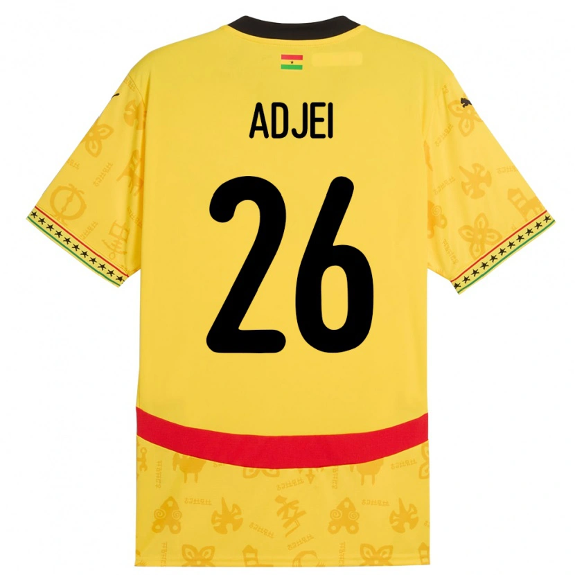 Danxen Kinder Ghana Nathaniel Adjei #26 Gelb Auswärtstrikot Trikot 24-26 T-Shirt Schweiz