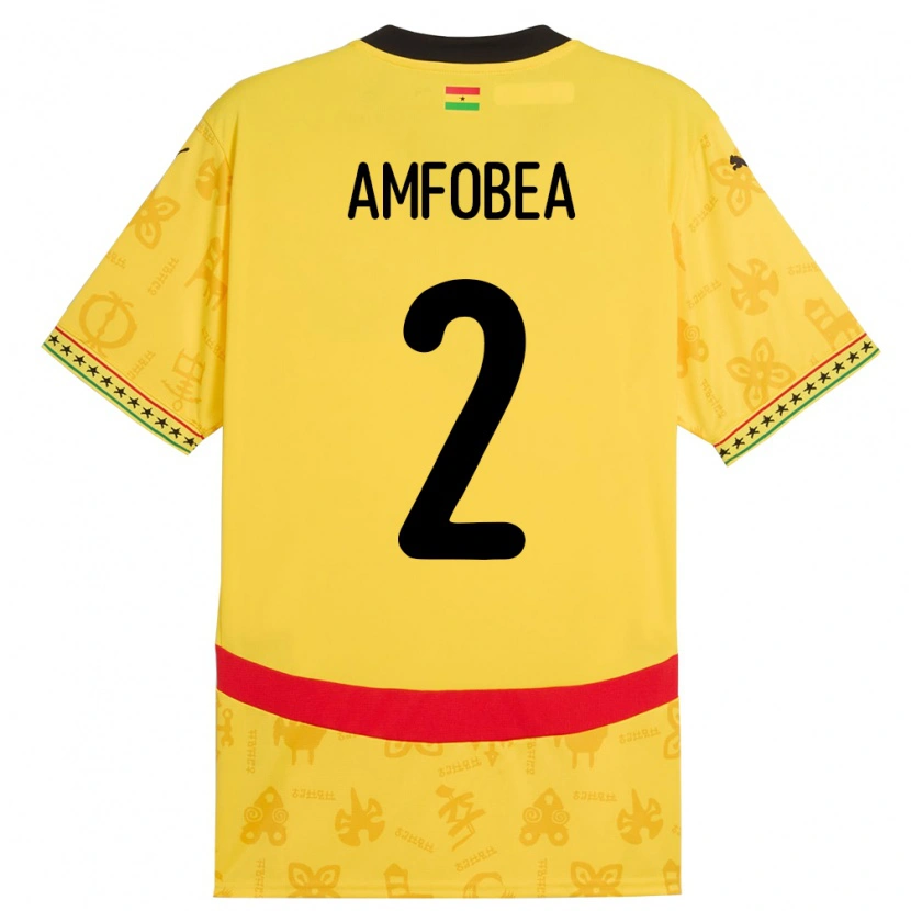 Danxen Kinder Ghana Gladys Amfobea #2 Gelb Auswärtstrikot Trikot 24-26 T-Shirt Schweiz